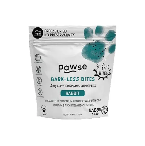 1ea 15pc Pawse 75mg Rabbit Bark-Less Bites - Healing/First Aid